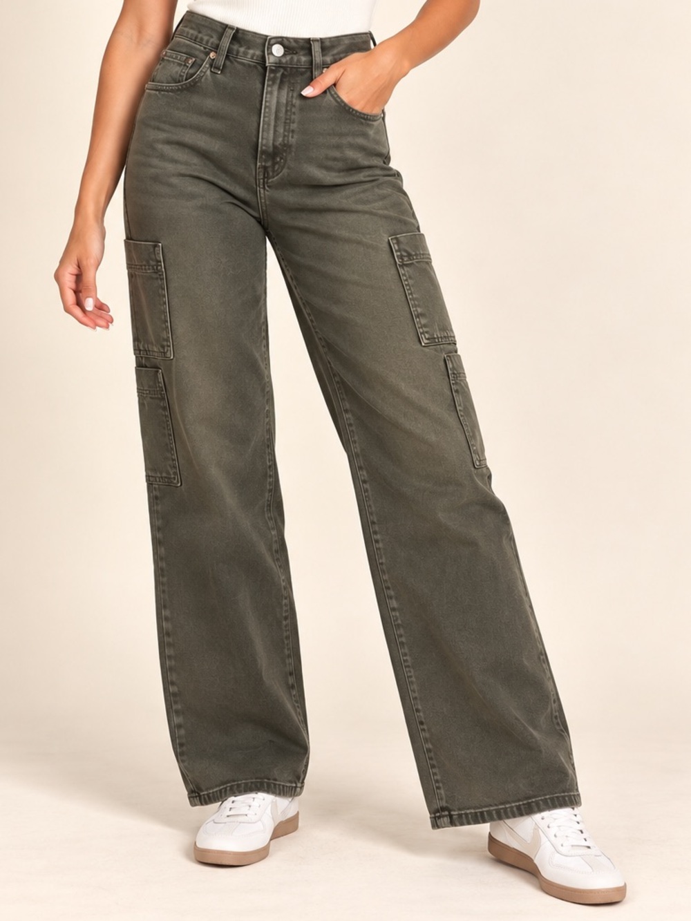Signature by Levi Strauss High Rise Loose Straight Cargo Utility Pants 12